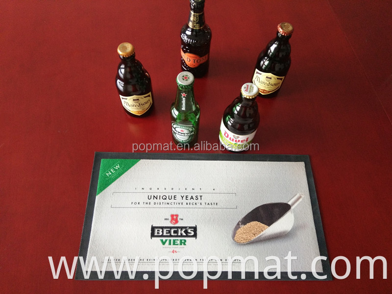 Eco-Friendly Non Woven Fabric branded rubber beer bar mat with logo